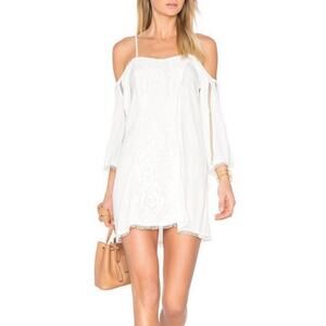 L*Space Oracle White Lace Cold Shoulder Dress Size Medium EUC